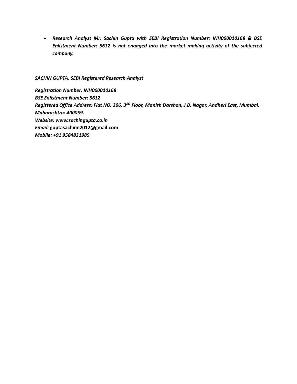 Disclaimer & Disclosure page 2